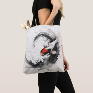 Koi Fish Ink Painting Tote Bag