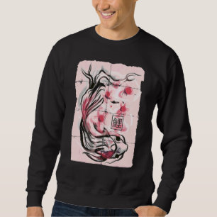 Koi Fish Japanese Sakura Cherry Blossom Graphic Sweatshirt