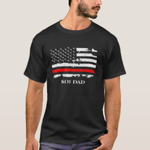 Koi Fish Japanese Style Carp Fish Dad Usa Flag T-Shirt