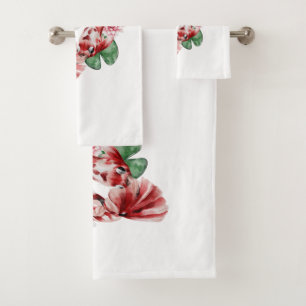 Koi Fish Japanese Style Script Oriental Art Bath Towel Set