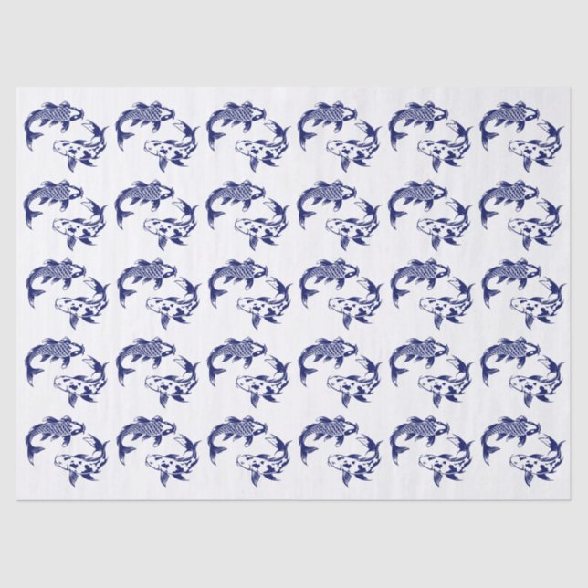 Koi Fish Karp #3 DIY Colours Blue Tissue Paper (Front)