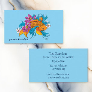 Koi Fish Lotus Cherry Blossoms Business Card