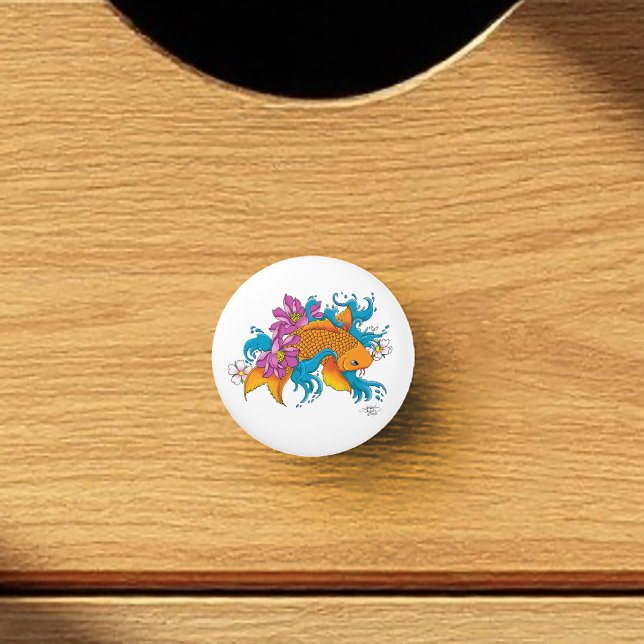 Koi Fish Lotus Cherry Blossoms Ceramic Knob (Creator Uploaded)