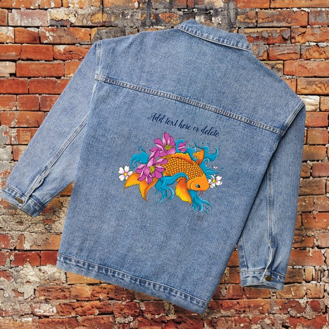 Koi Fish Lotus Cherry Blossoms Denim Jacket (Creator Uploaded)