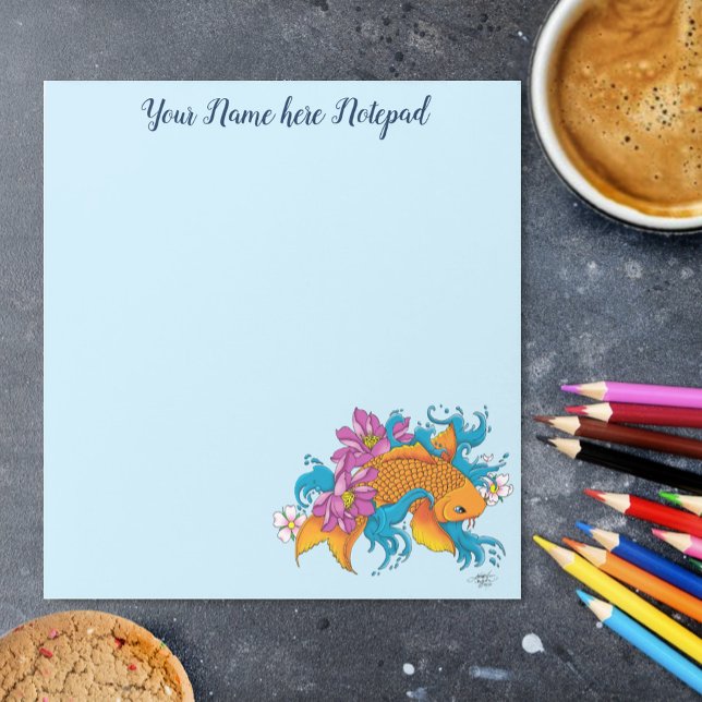 Koi Fish Lotus Cherry Blossoms Notepad (Creator Uploaded)