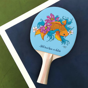 Koi Fish Lotus Cherry Blossoms Ping Pong Paddle