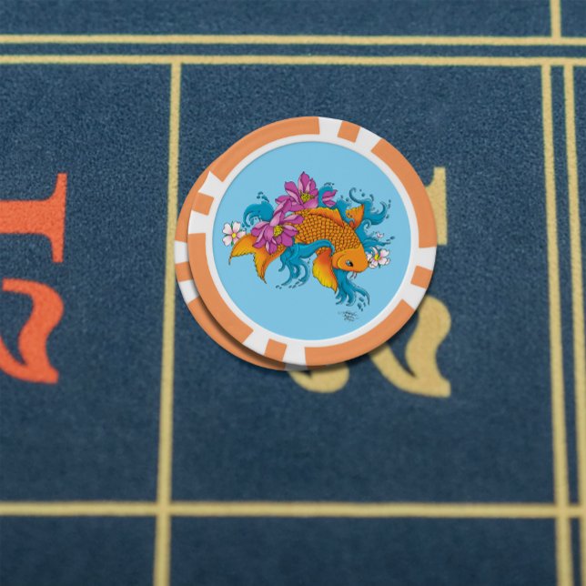 Koi Fish Lotus Cherry Blossoms Poker Chips (Creator Uploaded)