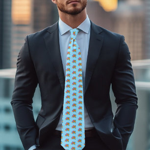 Koi Fish Lotus Cherry Blossoms Tie