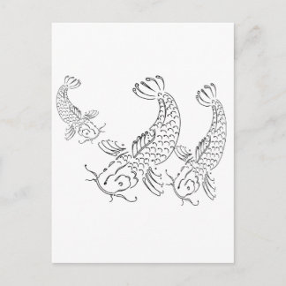 Koi fish modern design black white postcard