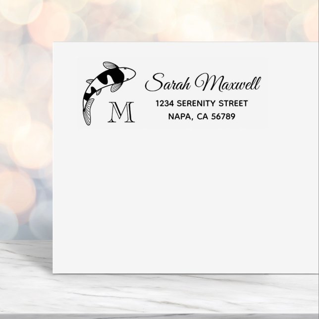 Koi Fish Monogram Initial Return Address Self-inking Stamp (Creator Uploaded)