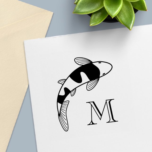Koi Fish Monogram Initial Self-inking Stamp (Creator Uploaded)