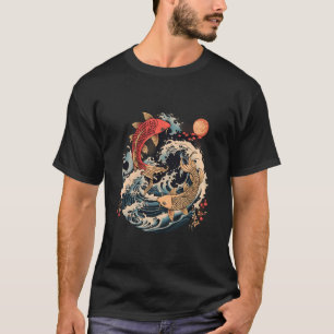 Koi Fish Ocean Japanese Koi Carp Fish Waves Japane T-Shirt