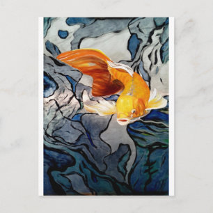 Koi fish on metal 'Swimming Through Colours' Postcard