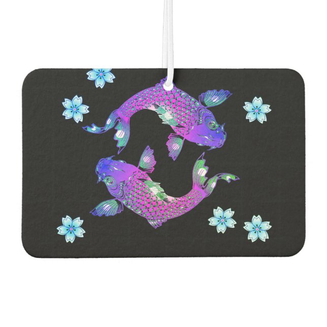 Koi fish oriental japanese purple black car air freshener (Front)