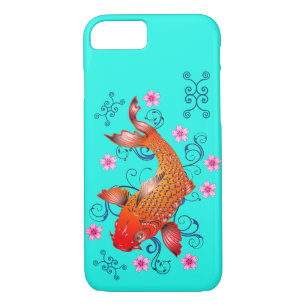 Koi fish oriental orange turquoise floral elegant iPhone 8/7 case