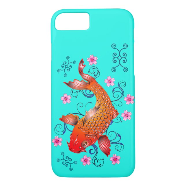 Koi fish oriental orange turquoise floral elegant  Case-Mate iPhone case (Back)