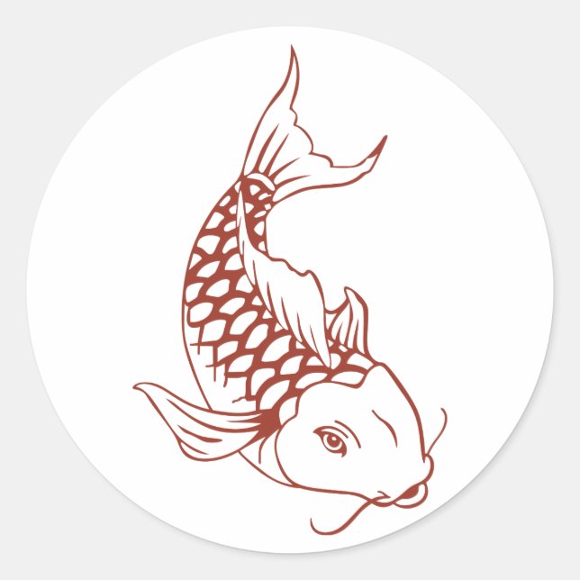 Koi Fish Outline Classic Round Sticker (Front)