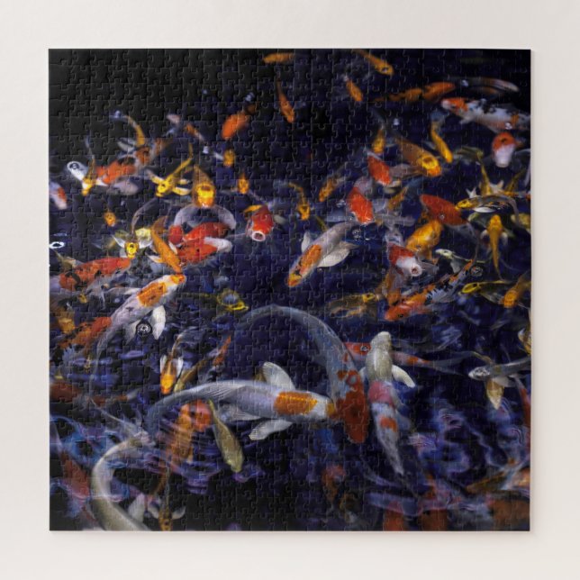 KOI FISH OVER FLOWING JIGSAW PUZZLE (Vertical)