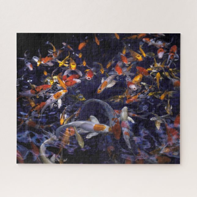 KOI FISH OVER FLOWING JIGSAW PUZZLE (Horizontal)