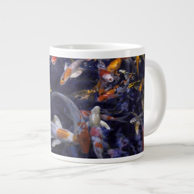 KOI FISH OVER FLOWING LARGE COFFEE MUG (Front Right)