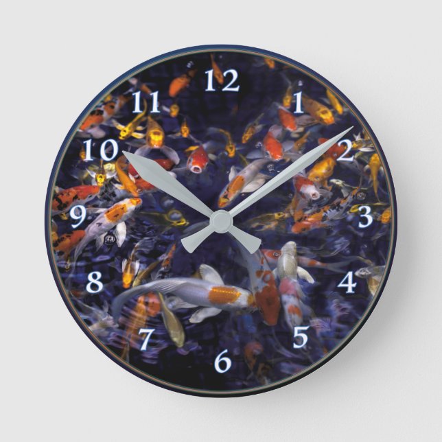 KOI FISH OVER FLOWING ROUND CLOCK (Front)