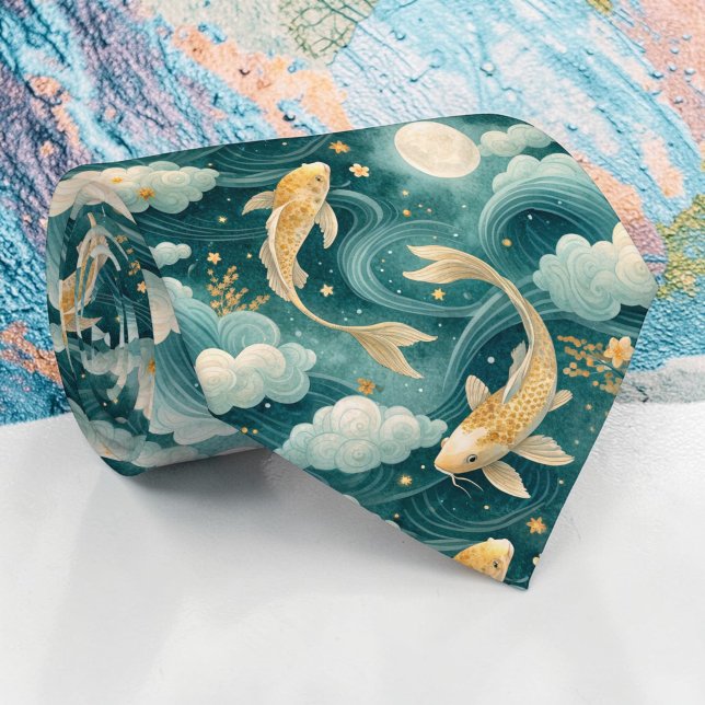 Koi Fish Pattern Custom Necktie (Creator Uploaded)