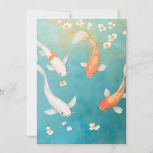 Koi Fish Petal Bloom Watercolor Announcement