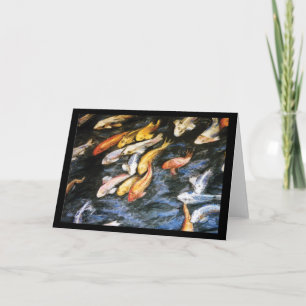 Koi Fish Pond Art Painting Greeting or Note Cards