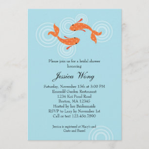 Koi Fish Pond Bridal Shower Invitation