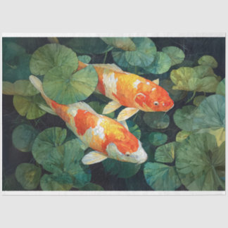 Koi Fish Pond Lily Pads Tissue Paper
