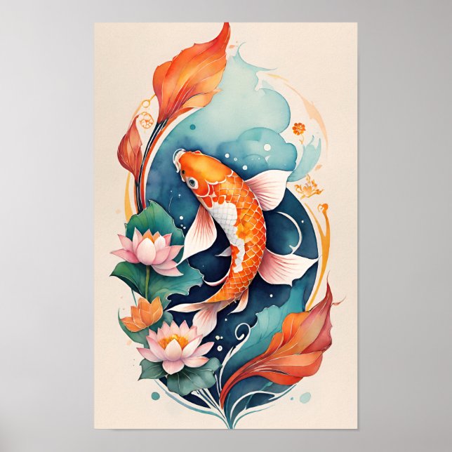 Koi Fish Pond Nature Lovers Koi                    Poster (Front)