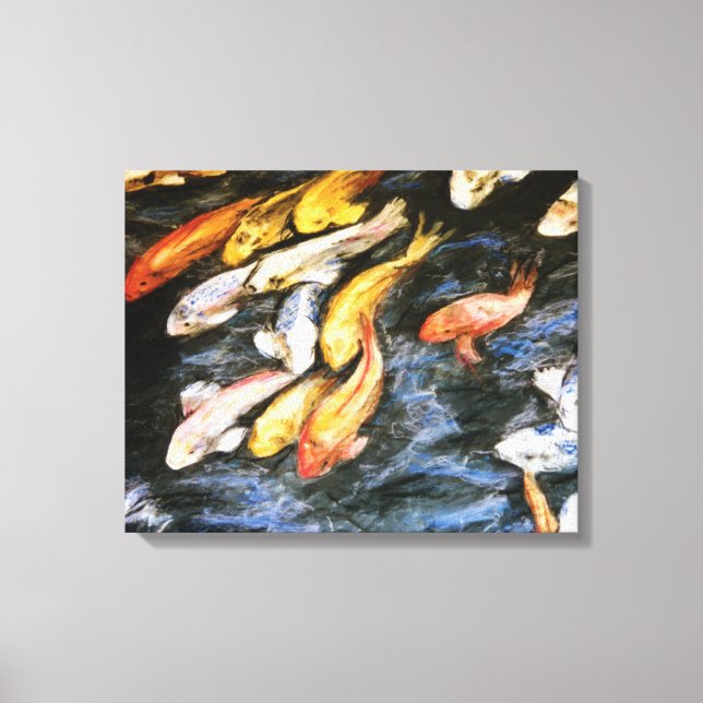 Koi Fish Pond Painting Canvas Print (Small) (Front)
