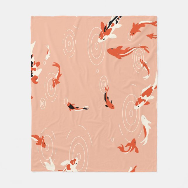 Koi fish pond, seamless pattern. fleece blanket (Front)