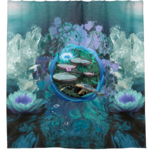 KOI FISH QUARTZ CRYSTAL RIVER SHOWER CURTAIN