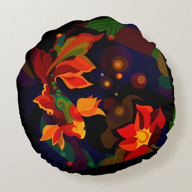 Koi fish  round cushion (Back)