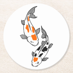 Koi Fish Round Paper Coaster