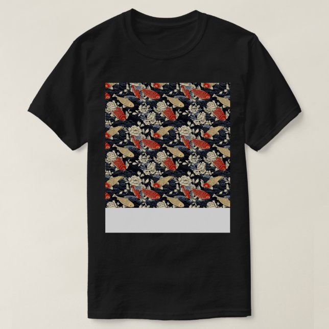 Koi Fish Seamless Pattern Japanese p Asian Chinese T-Shirt (Design Front)