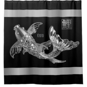 Koi fish - Silver Glass Fish - Shower Curtain