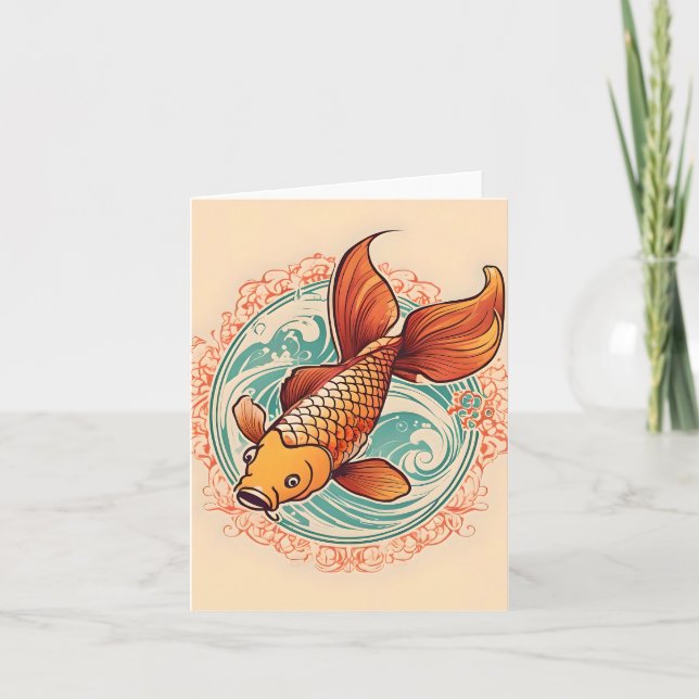 Koi Fish Study A Folded Greeting Card (Front)