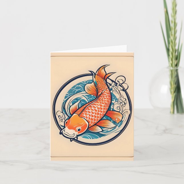 Koi Fish Study D Folded Greeting Card (Front)