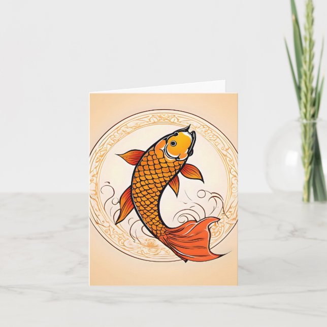 Koi Fish Study F Folded Greeting Card (Front)