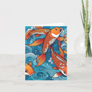 Koi Fish Study G Folded Greeting Card