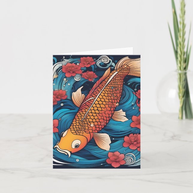 Koi Fish Study K Folded Greeting Card (Front)
