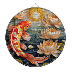 Koi Fish Surrounded by Lotus Flowers Dartboard