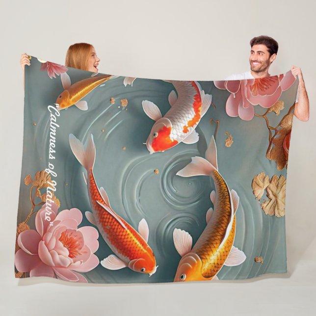 "Koi Fish Swimming Free" Fleece Blanket (In Situ)