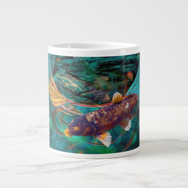 Koi Fish SWIMMING IN PEACE #2 Large Coffee Mug (Front)