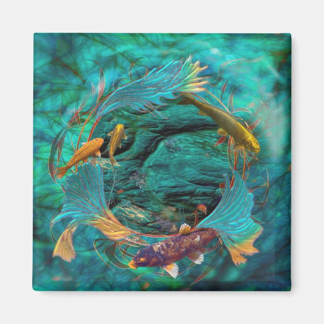 Koi Fish SWIMMING IN PEACE Magnet (Front)