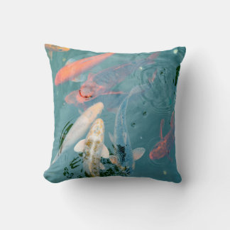 Koi Fish Swimming in Pond Cushion