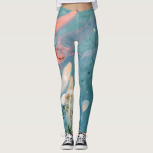 Koi Fish Swimming in Pond Leggings