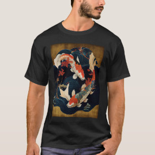 Koi fish swimming together in a garden pond Japane T-Shirt